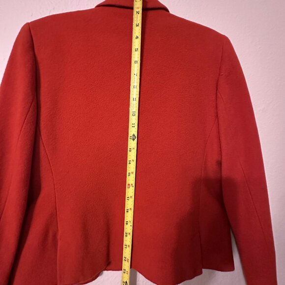 Vintage Harvé Benard Rust Orange Wool Blazer – Cropped Tailored Jacket - Picture 8 of 12